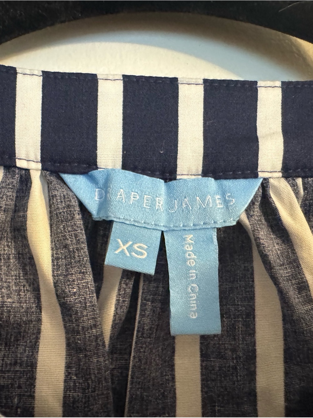 Draper James Navy and White Vertical Stripe Tiered Shirt Dress - Picture 5 of 6